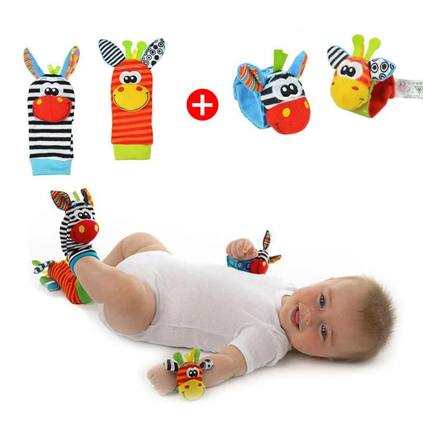 Chocalhos de bebê de 0 a 24 meses, brinquedos de pelúcia macios, conjunto de chocalho de pulso, desenhos animados, desenvolvimento de recém-nascidos, brinquedos educativos para crianças