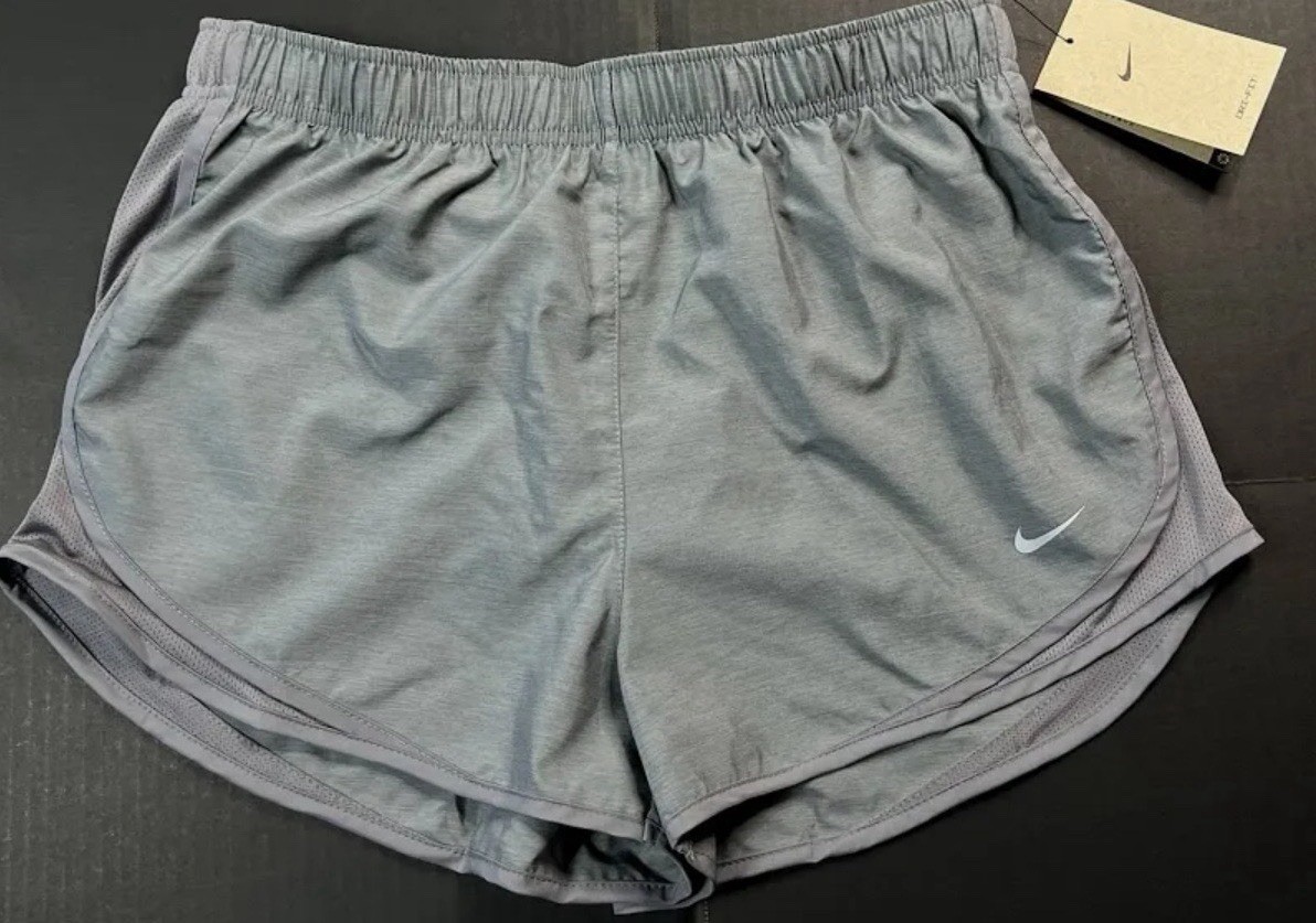 Nike DRI-FIT Womens Running Brief Lined Shorts Gray Size XS