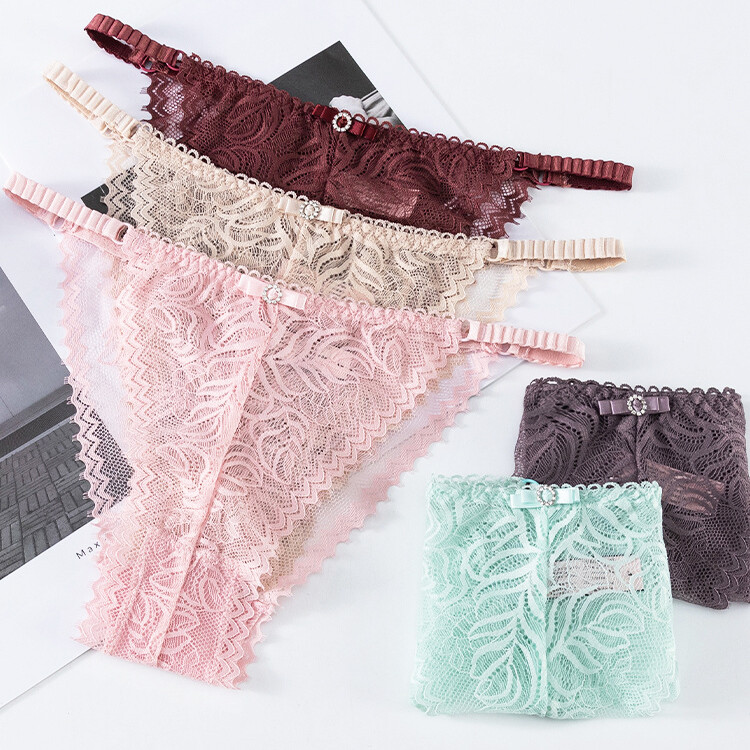 5 Pack Lot Sexy Womens See Through Lace Panties Thongs Sheer Underwear Lingeries