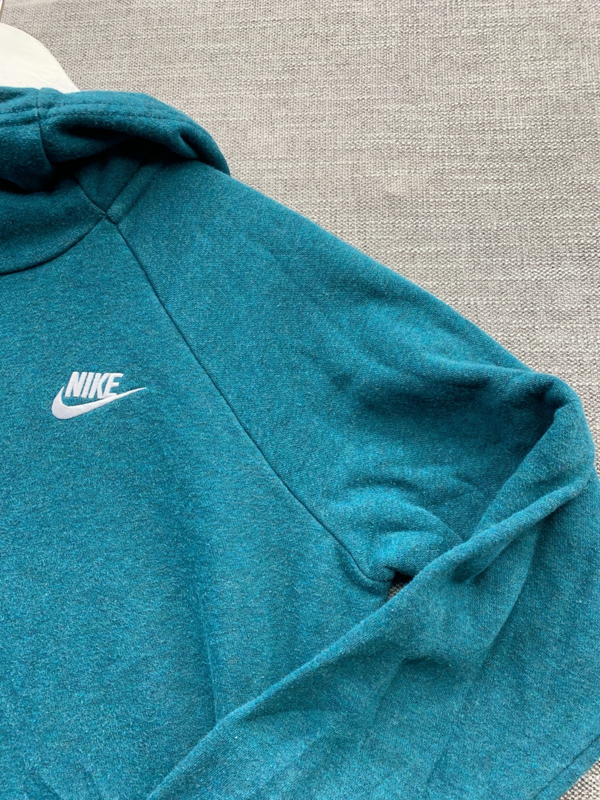 Nike Sportswear Essential Hoodie Women Small Teal Blue Funnel Neck Raglan Sleeve