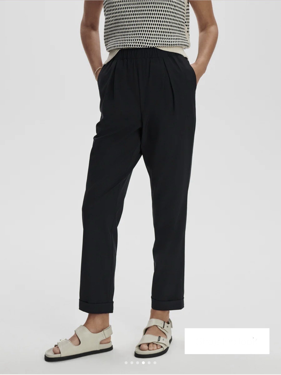 Varley Alana Slim Tapered Cuff Pants Small Black Stretch Woven High Rise EUC