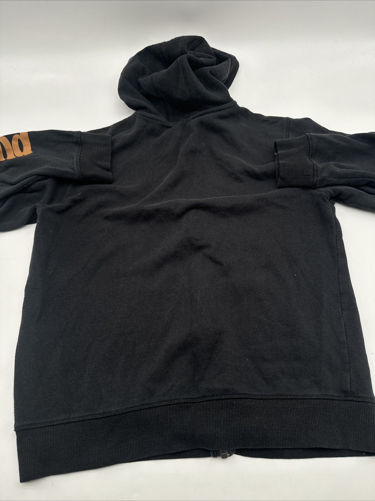 Timberland Sweater Women Large Graphic Print Logo Black Zip Up..#15666