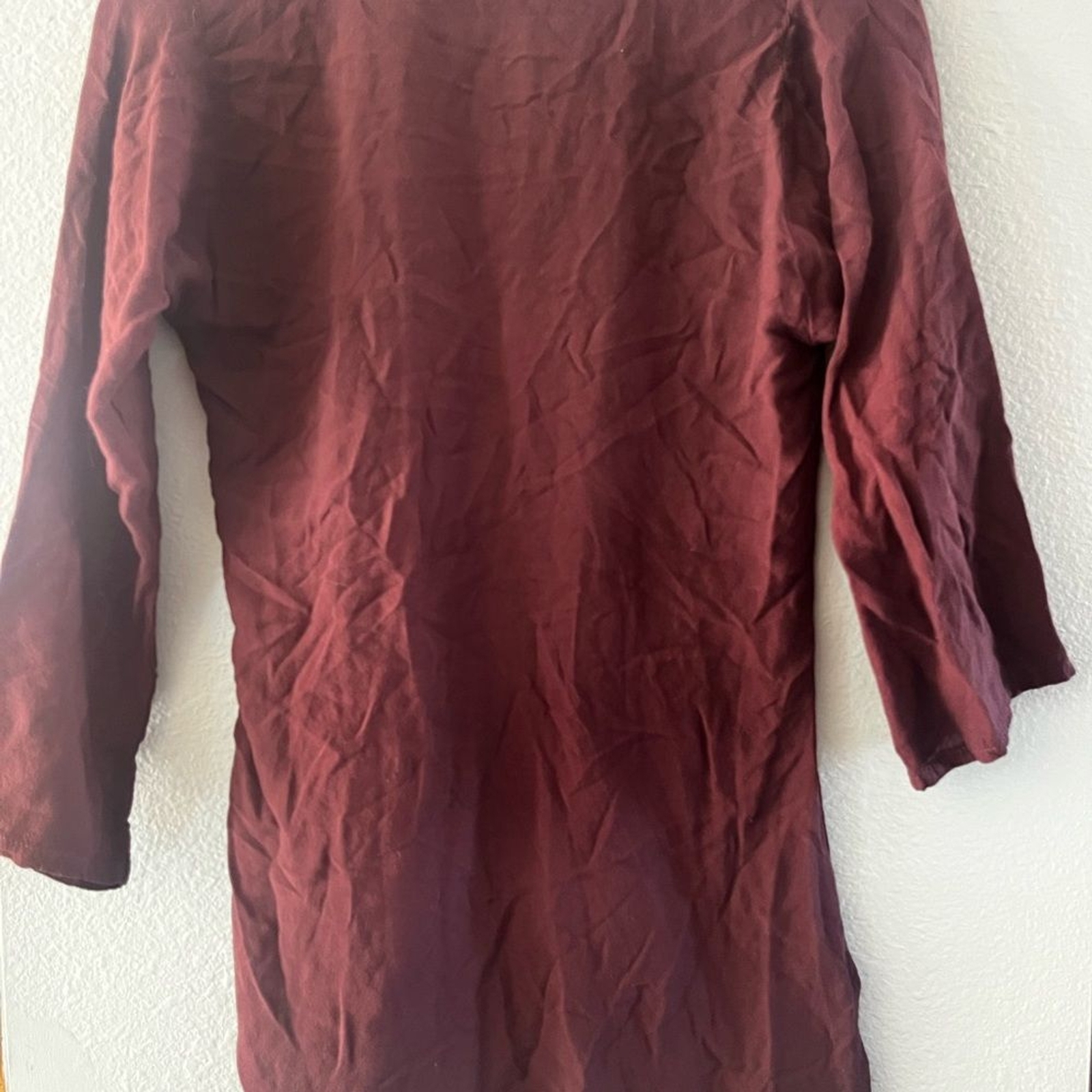 VL Collection SZ Medium Pakistan Embroidered Tunic Caftan Burgundy w/flowers