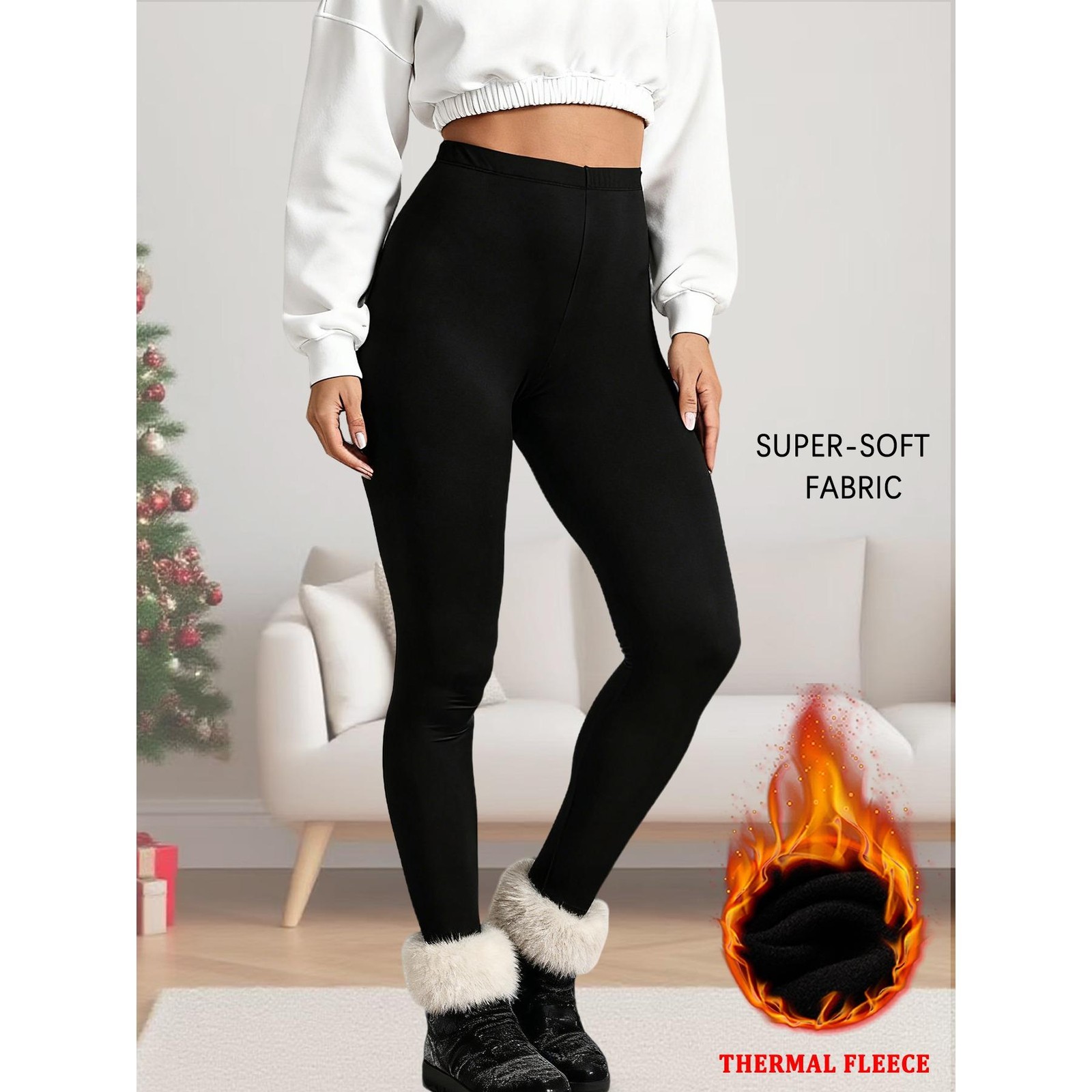 Women’s Thermal Fleece Lined Leggings. Super Soft Low Rise Design Perfect for Yo