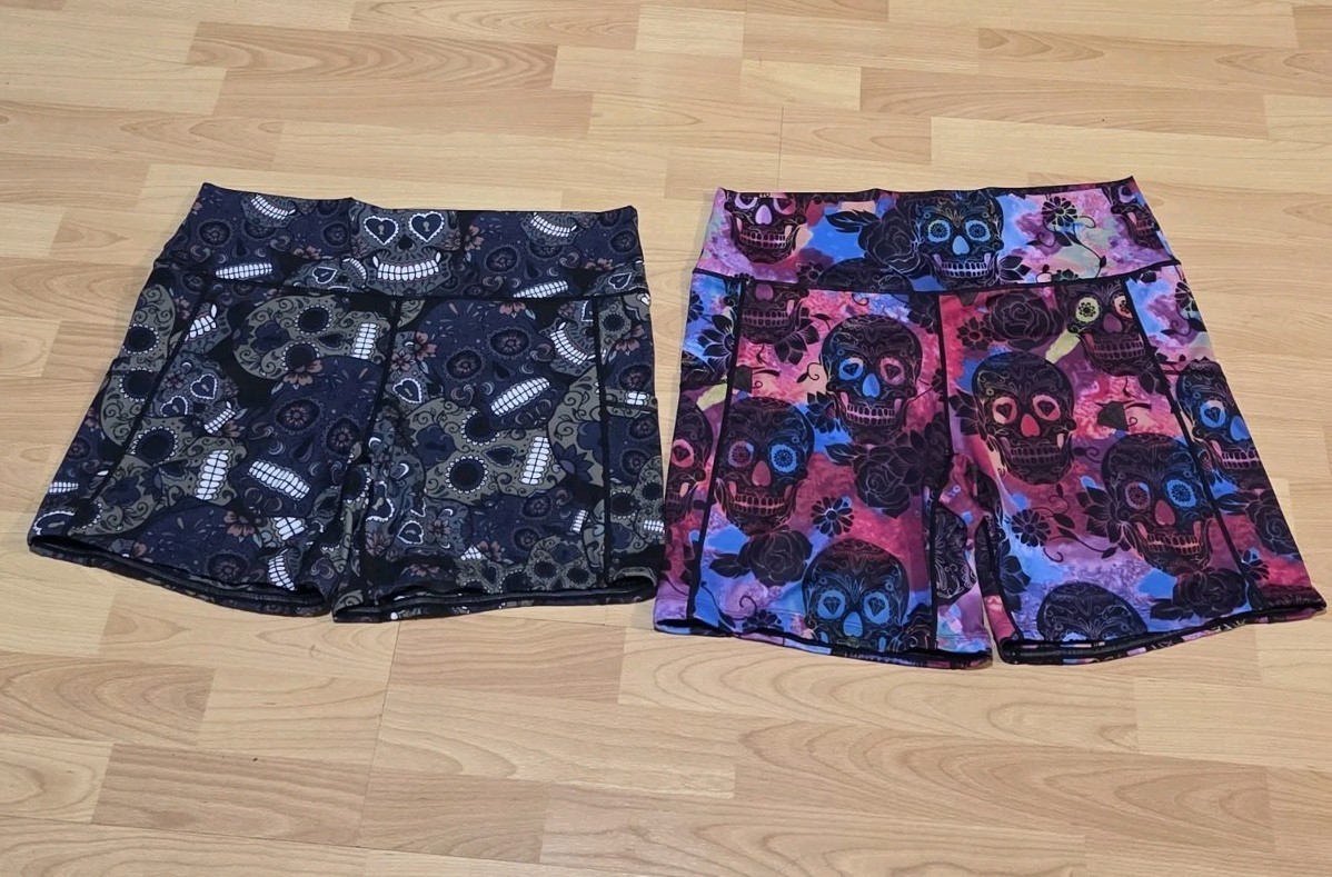 CVG Constantly Varied Gear 2 Pairs Of Shorts Womens XXL Sugar Skull Floral!