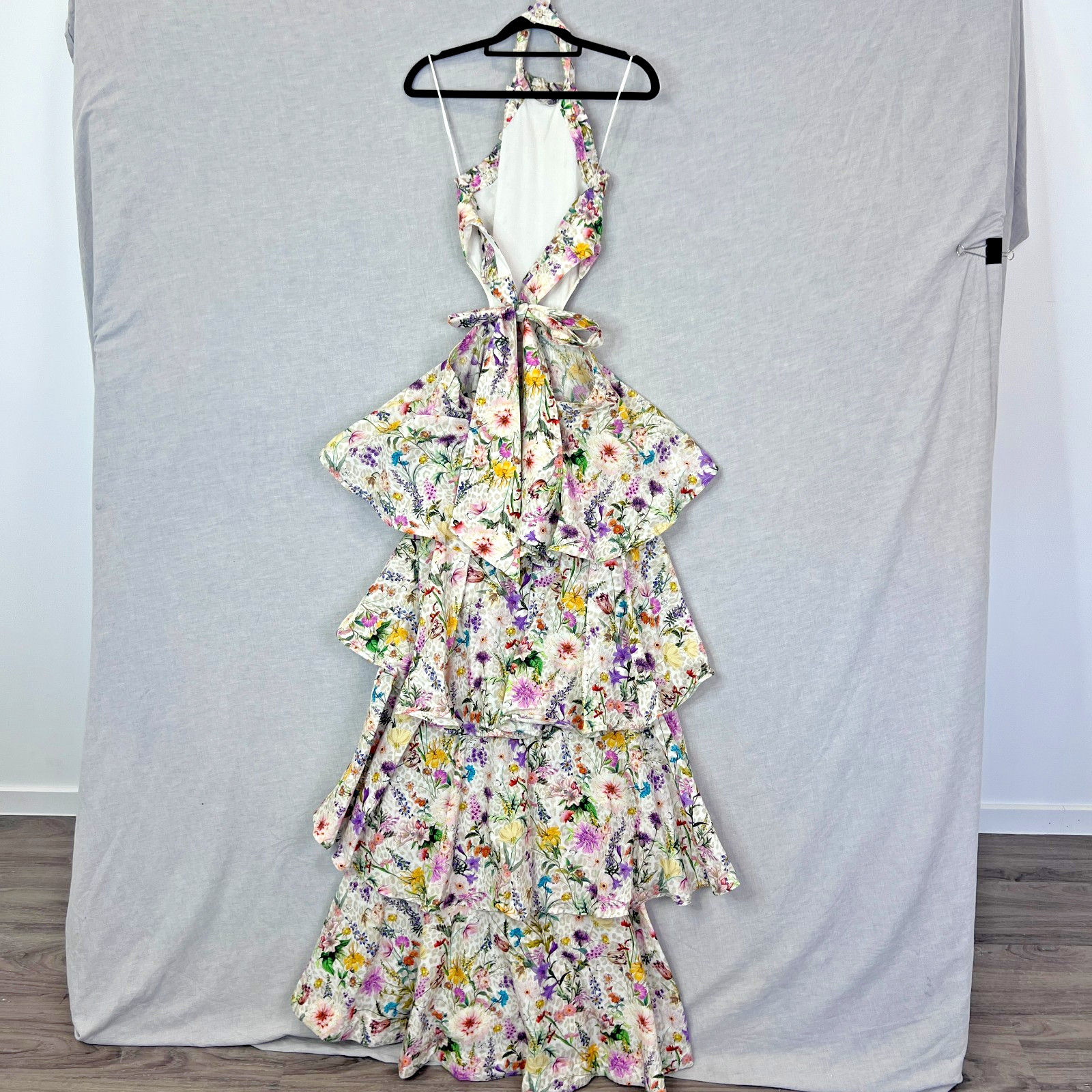 Aqua Blu Jardin Heather Dress Tiered Frill Size Small Halter Long Maxi RARE