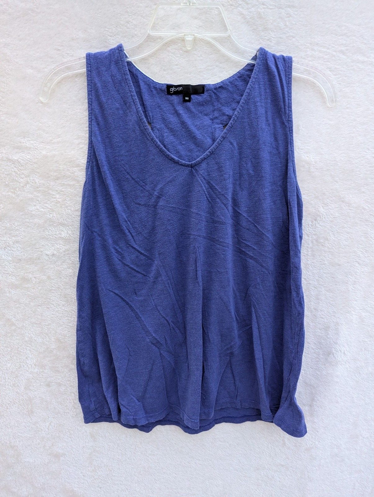 Gibson Women’s Blue V-Neck Racerback Tank Top with Embroidered Detail