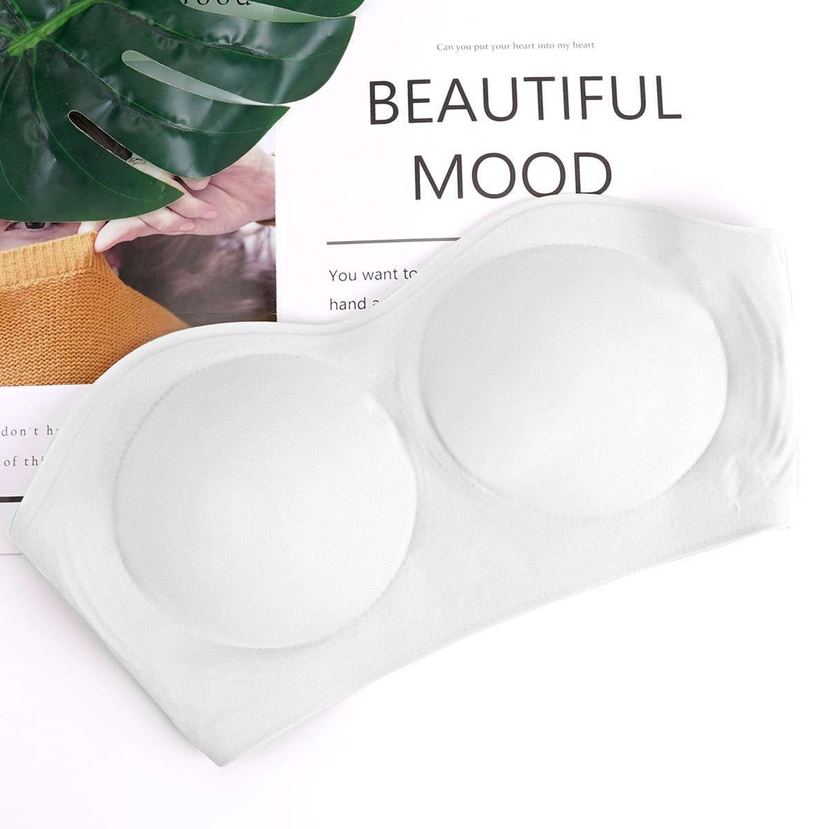 Women Strapless Padded Bra Tube Top Seamless Bandeau Bralette Stretch Underwear