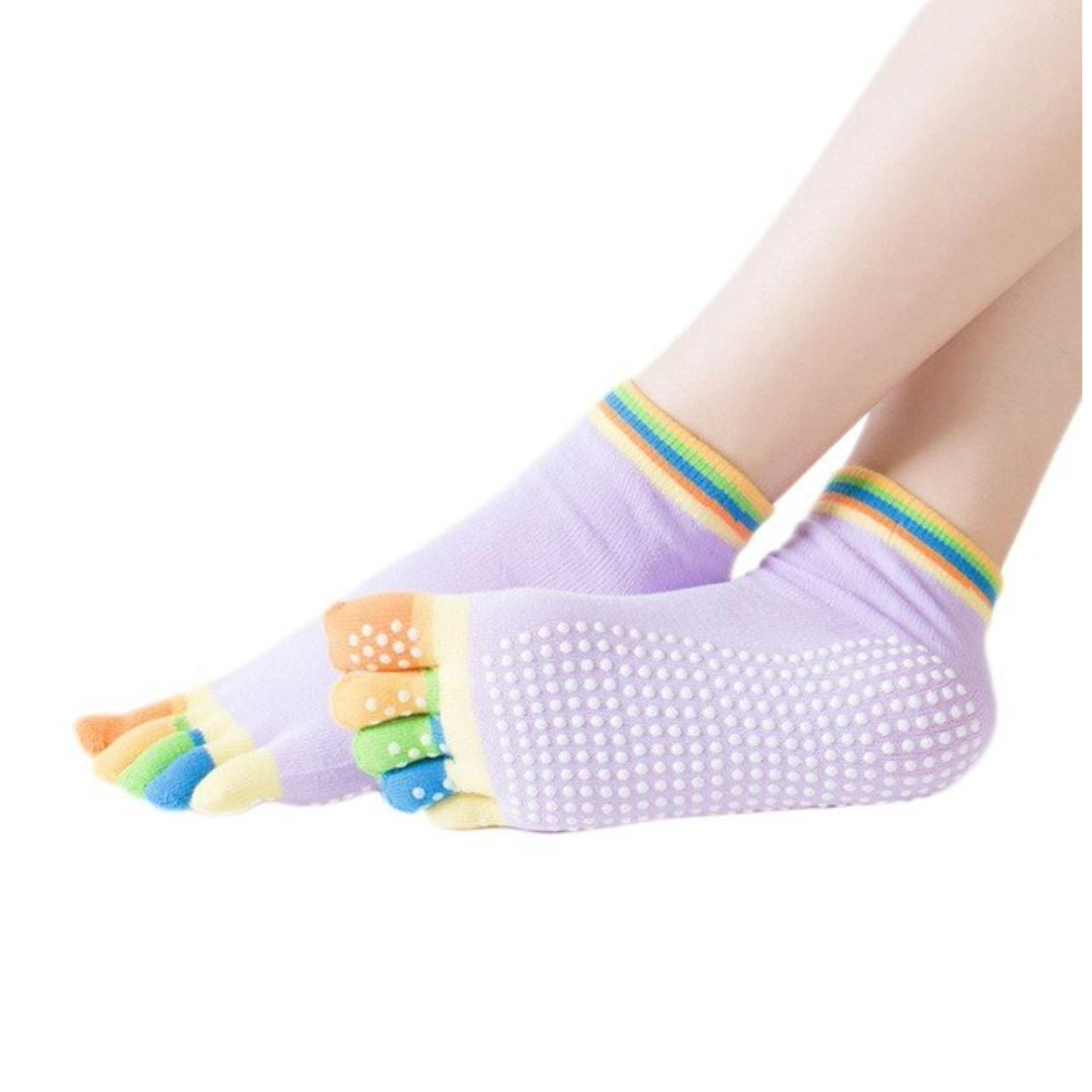 Lilac Yoga Rainbow Toe Socks (Adult Medium – Women’s Shoe Sizes 5-10)