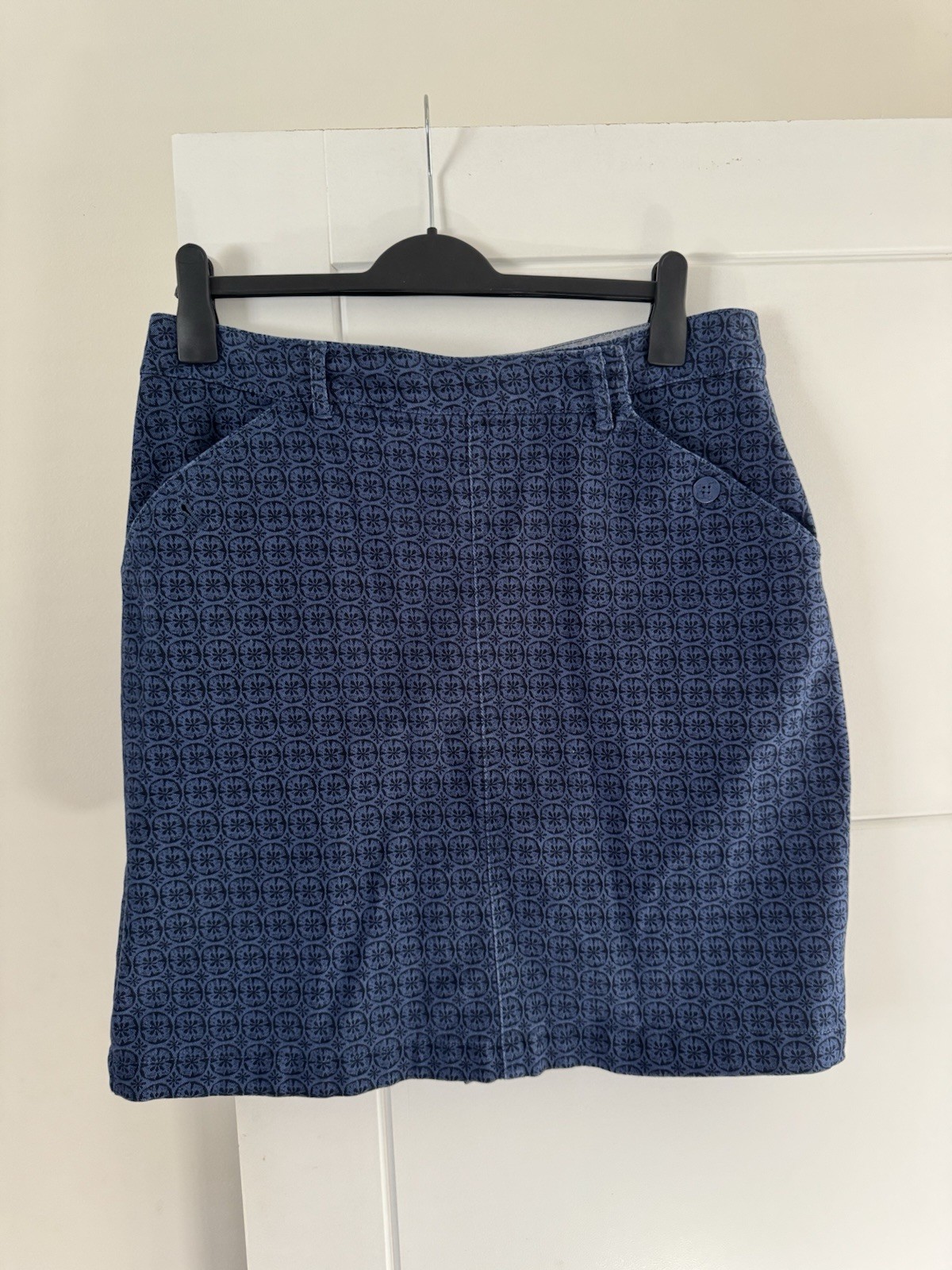 Size 16 uk women seasalt cornwall denim skirt print blue