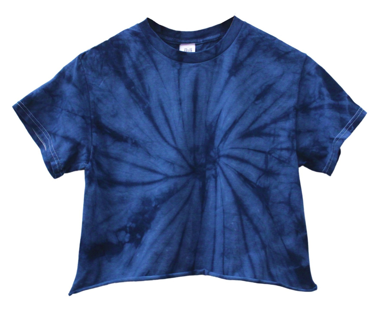 Tie Dye Unisex Cropped Tee, Single Color, Hand Dyed, Raw Bottom Edge