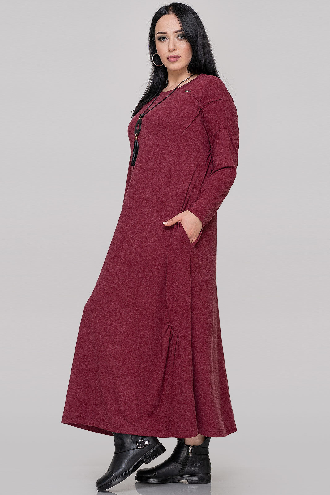 Oversize dress in burgundy color 2822.17
