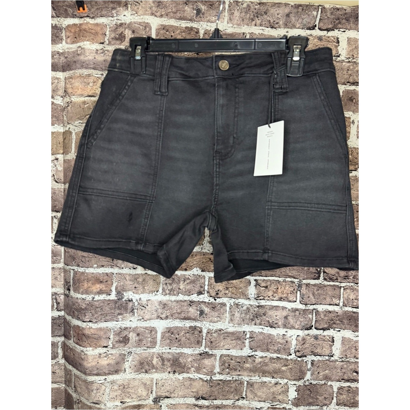 Zenana Outfitters Black High-Rise Utility Jean Shorts