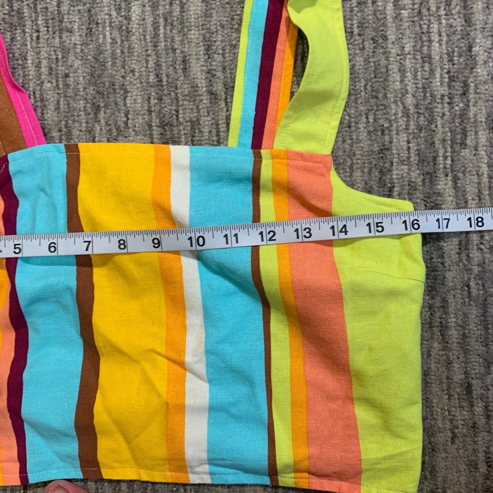 GB Striped Crop Top Sleeveless Linen Blend Colorful Summer Tank Top Size Small