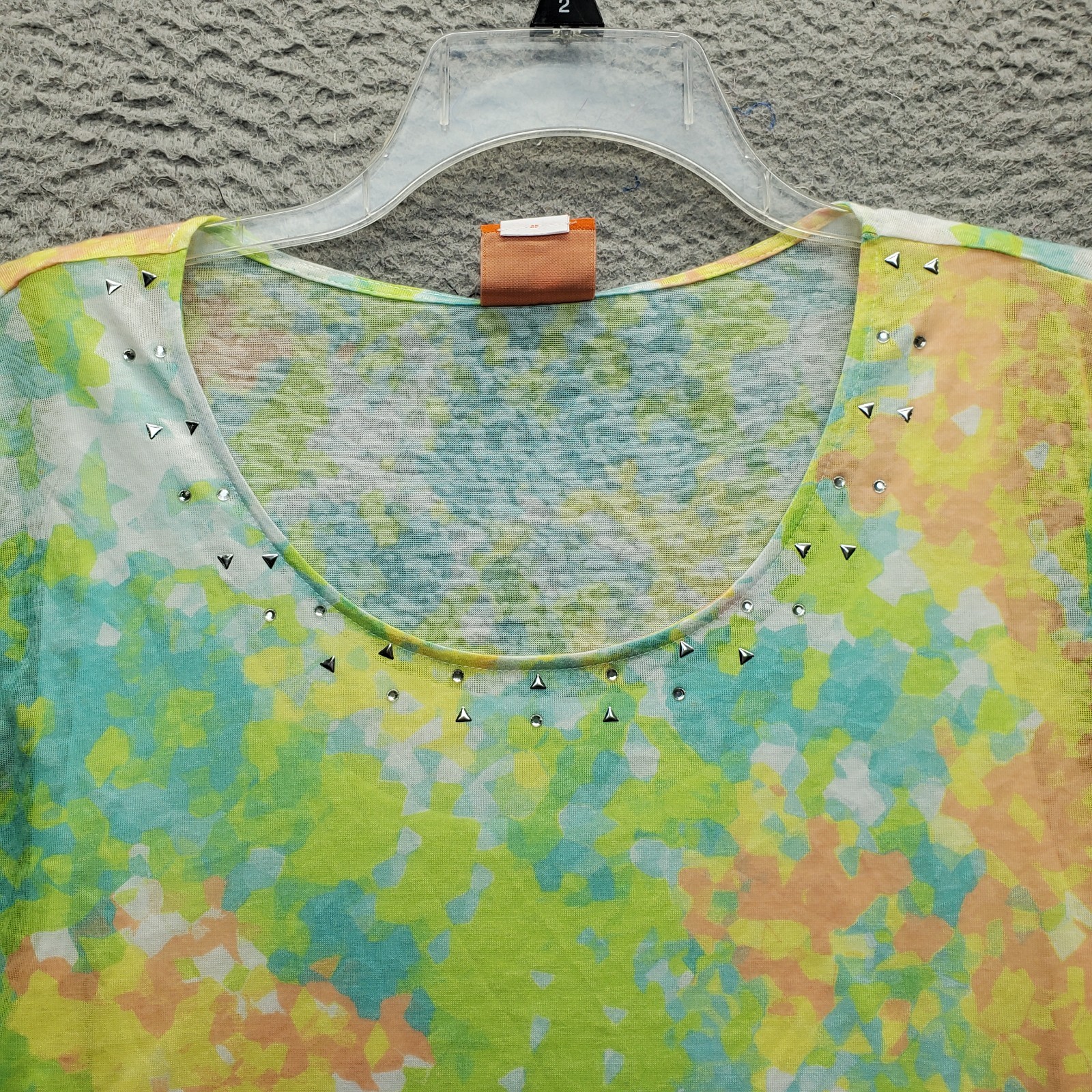 Hearts of Palm Blouse With Tank Top Womens XL Multi Pastel Tie-Dye 3/4 Sleeve
