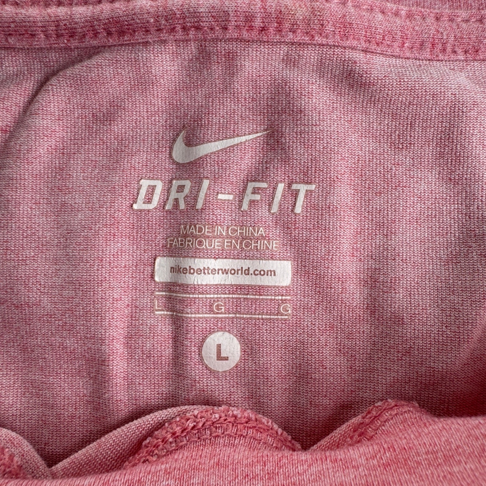 Nike Dri-FIT Womens Large Pink Heathered Long Sleeve Training Top 450777-839