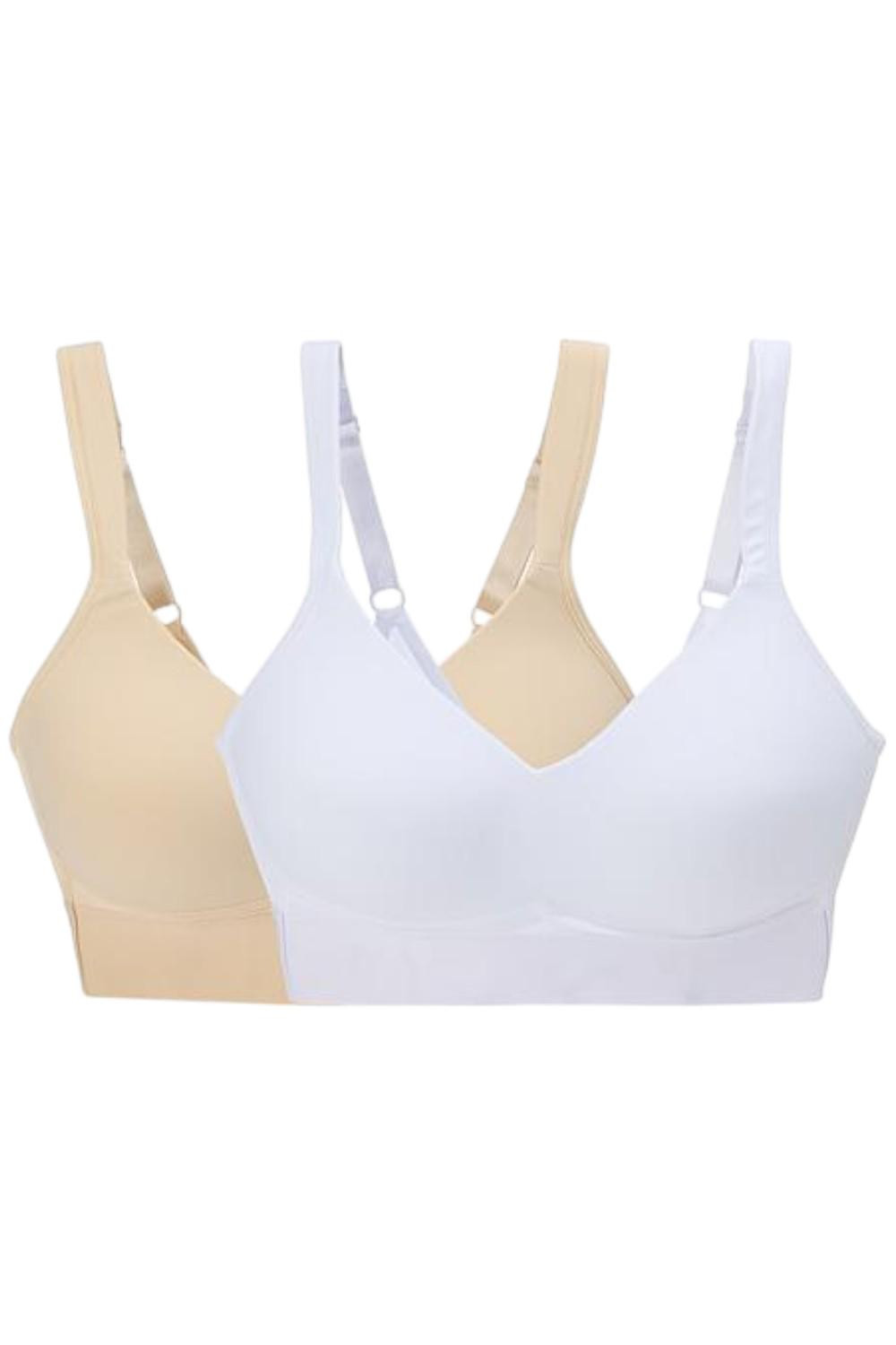 Rhonda Shear 2-pack Molded Cup Bra w Wrap Back White/Light Beige