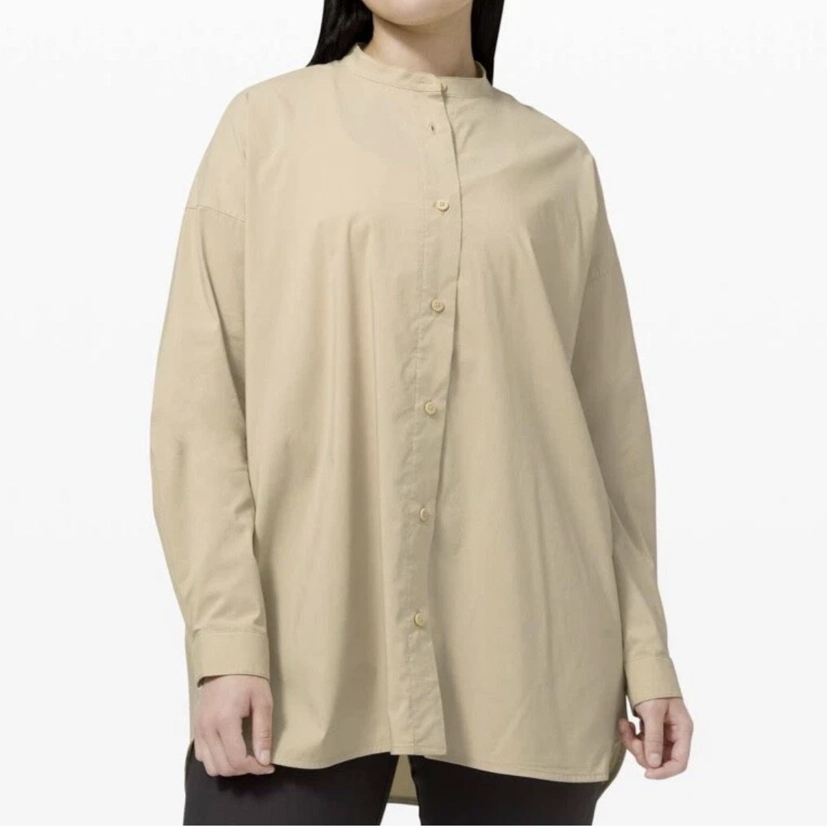 LULULEMON ALL DAYS SHIRT IN TRENCH Womans Sz 14 Button Front LS Minimalist ￼