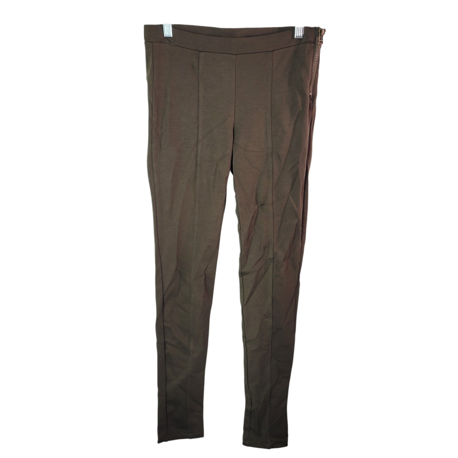 Rewind Womens Size S Brown Solid Side Zip Skinny Pants
