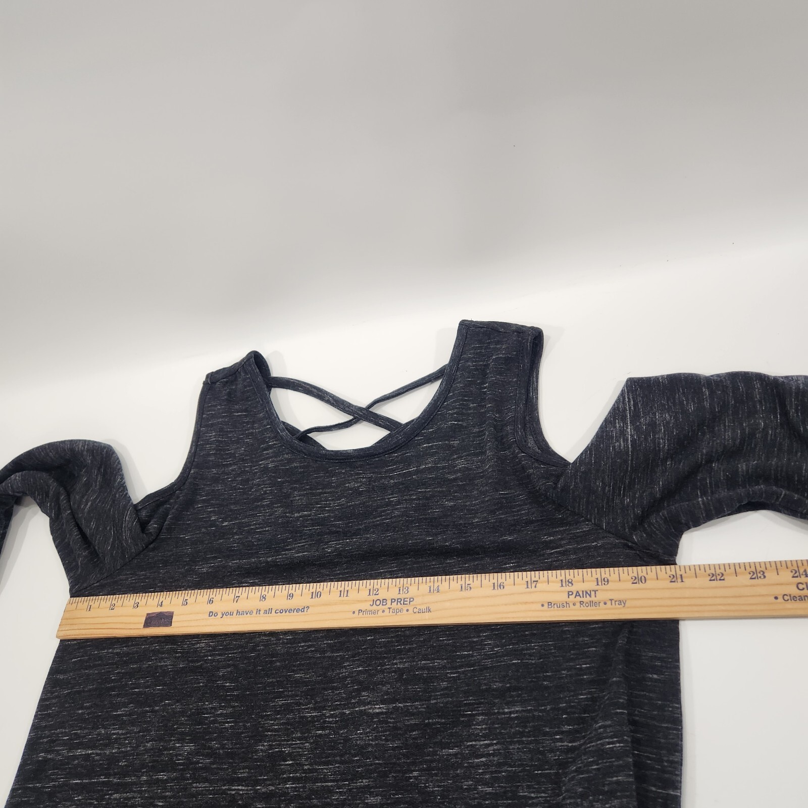 Lane Bryant Charcoal Black Heather Cold Shoulder Top Womens Size 14/16 Strappy