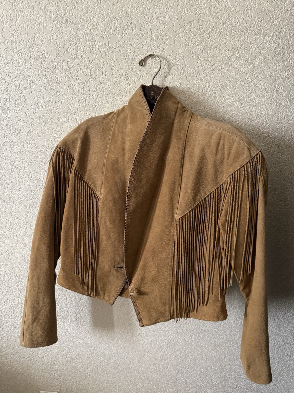Cripple Creek Women’s Western Leather Fringe Collared Button Lined Jacket L