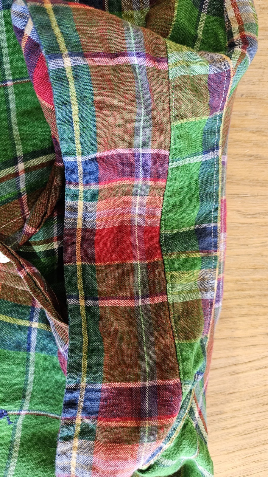 Polo Ralph Lauren Women’s XS Classic Fit 100% Linen Plaid Shirt Green 17×26