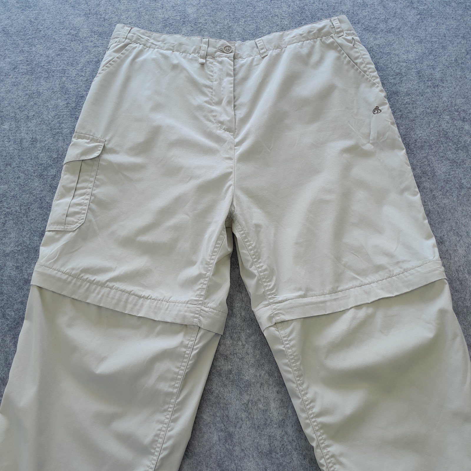 Craghoppers Convertible Trousers Womans UK18 Reg Ivory Kiwi Zip Off Walking Shor