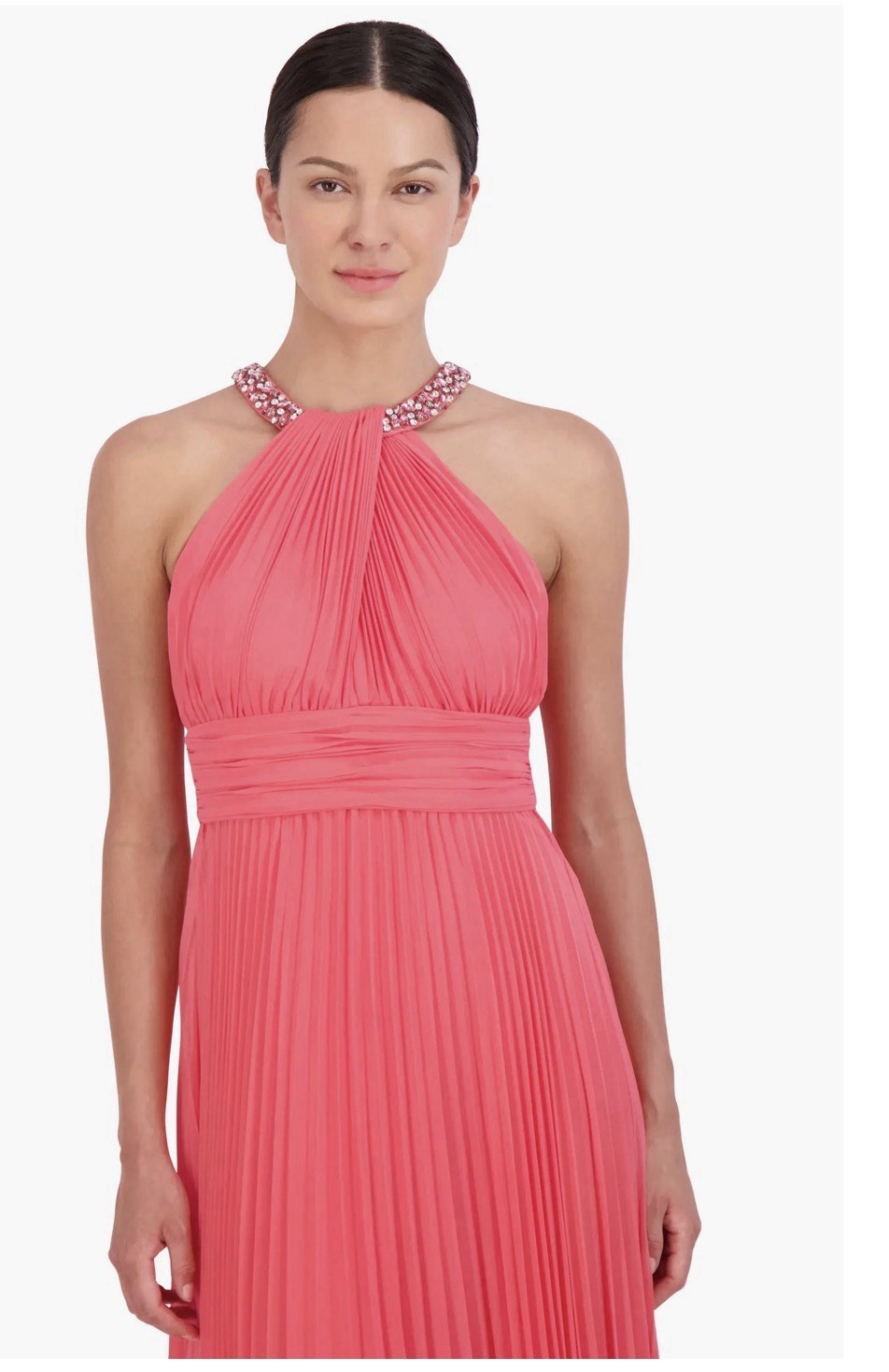 Eliza J Crystal Pleated Halter Gown Pink Size 16 NWT Formal Maxi Dress Brand NEW