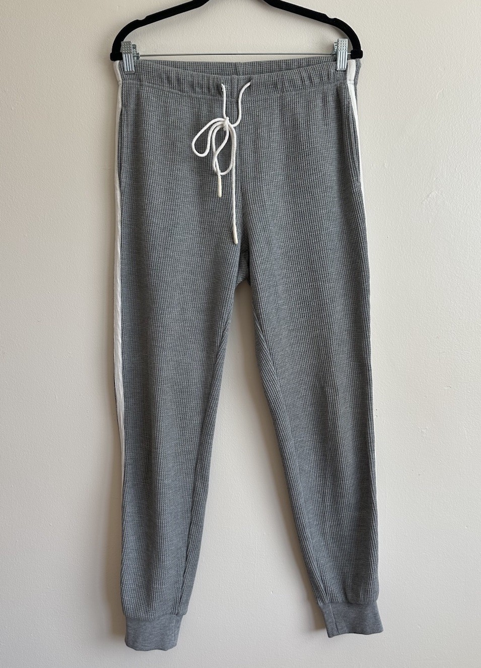 Varley Kelvin Jogger Pants Waffle Knit Gray Size M
