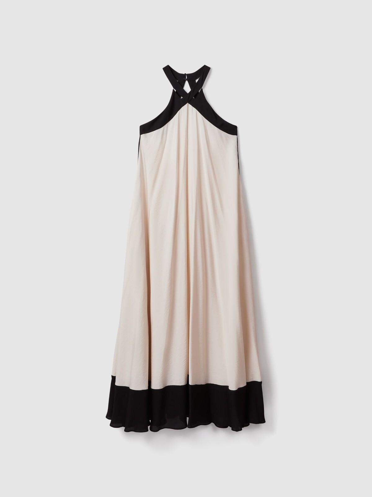 REISS Aubree Relaxed Colourblock Maxi Dress in Neutral/Black