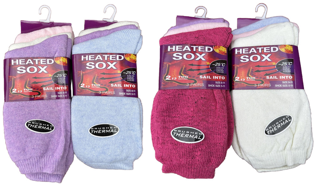 3 Pairs Women’s Brushed Thermal Socks In Pastel Winter Warm Cozy Heated Socks