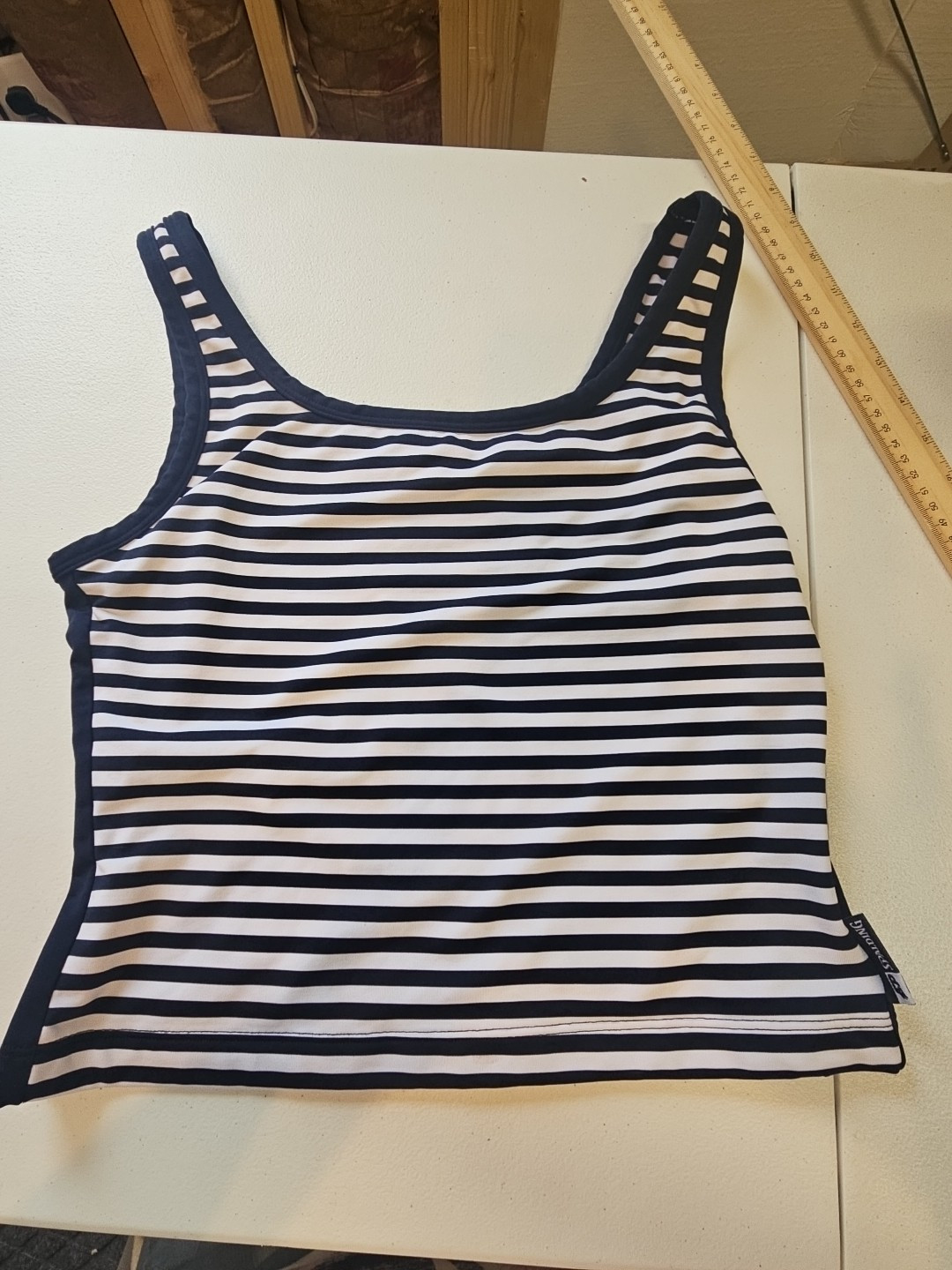 Spalding Activewear Striped Tank Top XL Navy White CoolMax Stretch USA