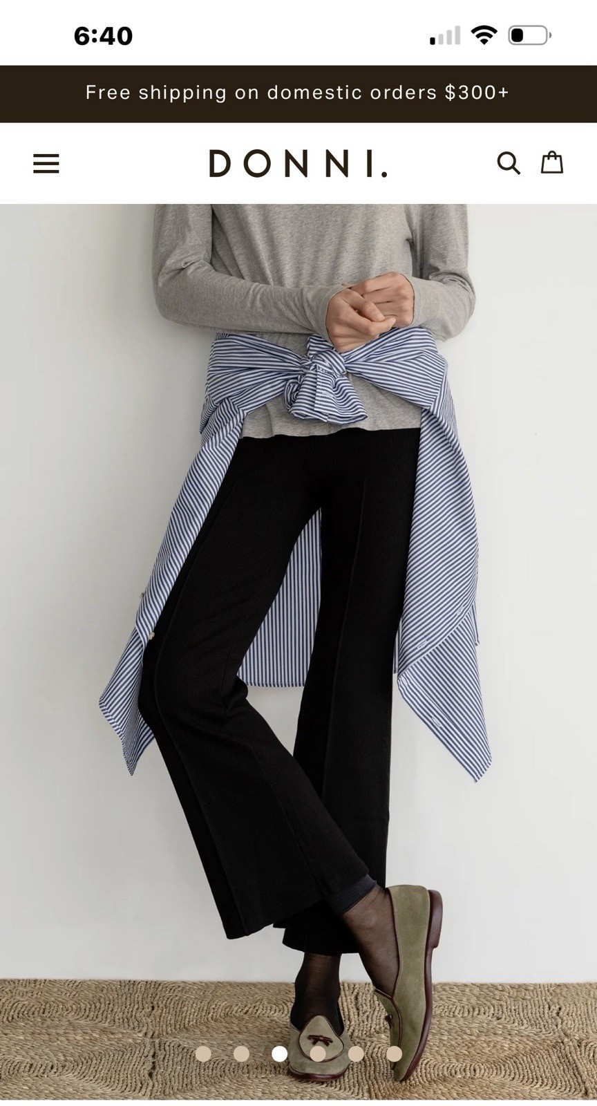 DONNI. || The Rib Kick Flare Stretch Crop Pants in Black S