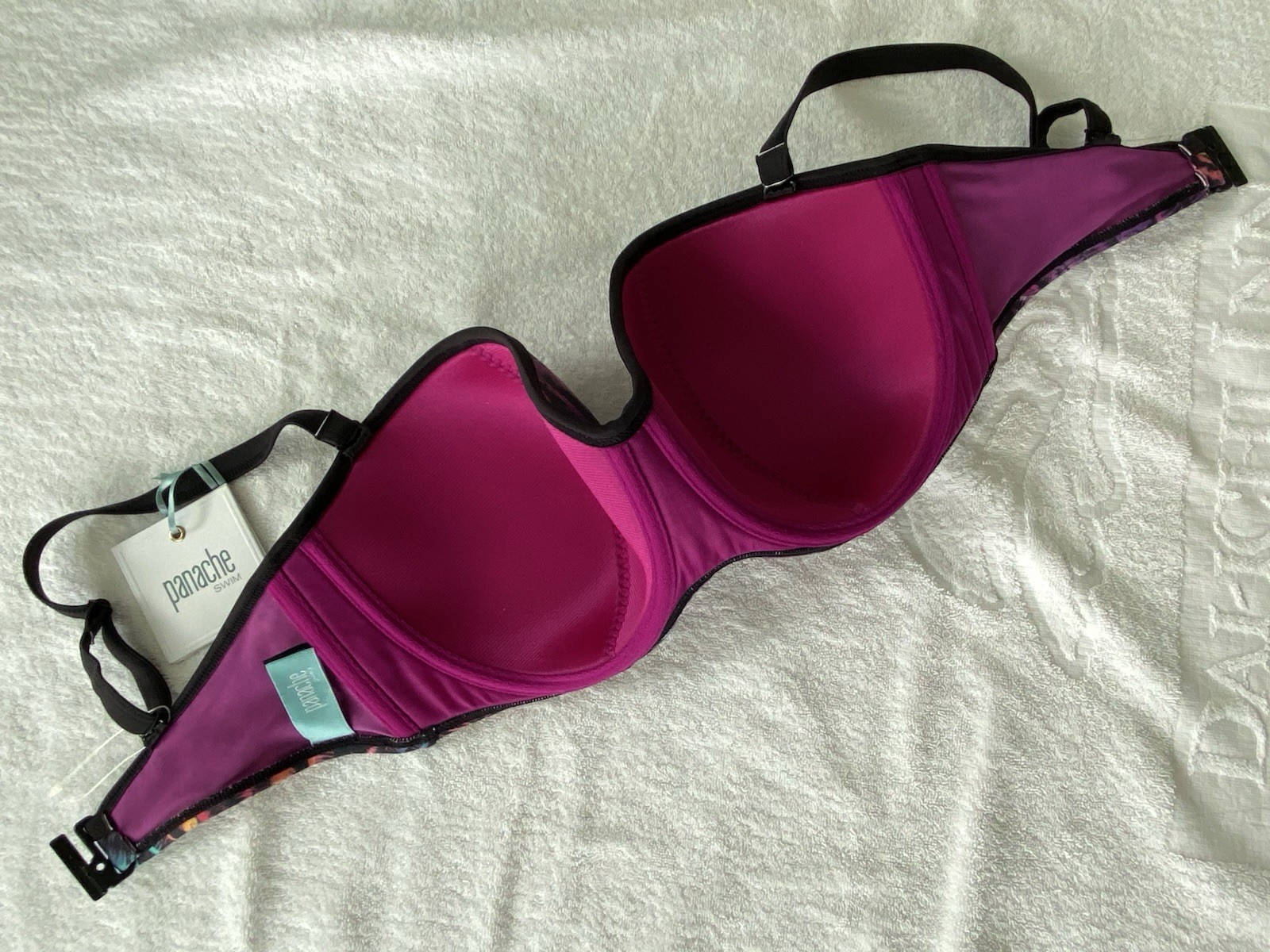 Panache Tallulah Bandeau UW Padd Cup Bikini Set 34F/G Top, Small High Waist Bott