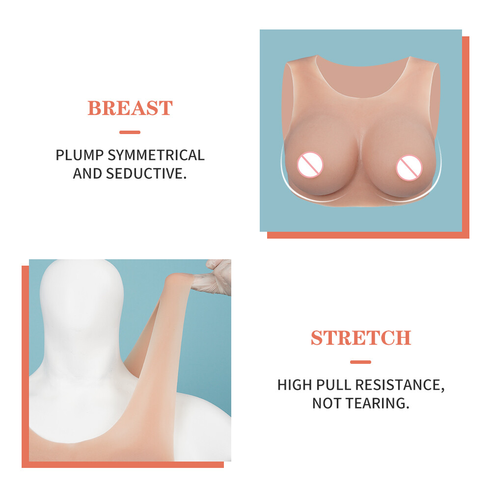 Realistic Silicone Breastplate Soft Skin-LikeG Cup Comfortable Breast Forms LGBT