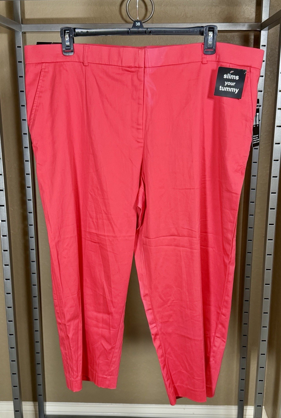 NWT George Think Slim Women’s 22W Red Comfort Waist Slimming Crop Pants *Flaw