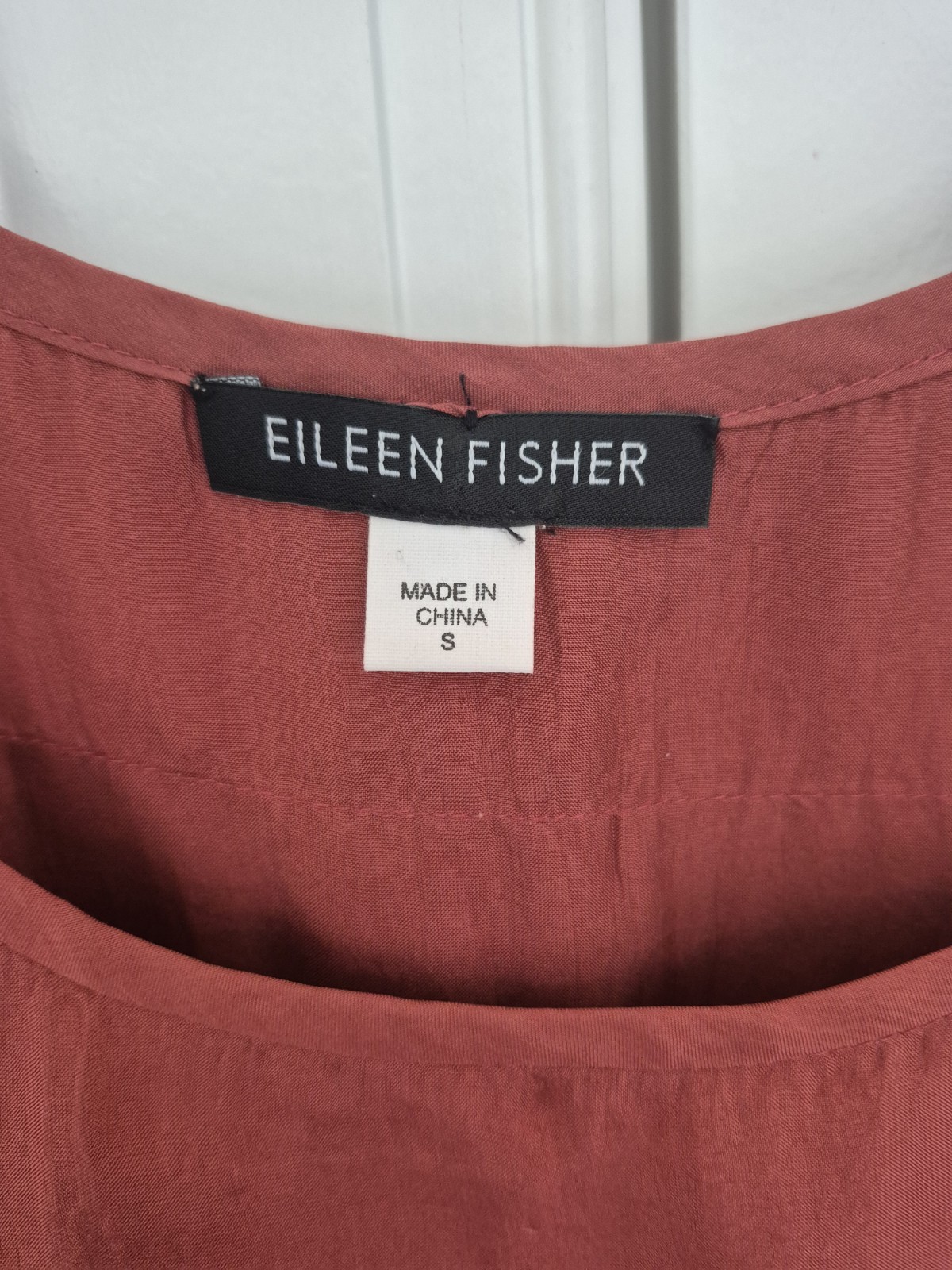 Eileen Fisher Blouse Cinnemon 100% Silk Pleated Sleeveless Tank Top Size S