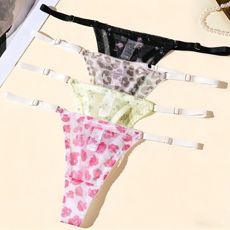 4 Pack Lot Sexy Womens Sheer See Through Panties Thongs Brief Lingerie Underwear