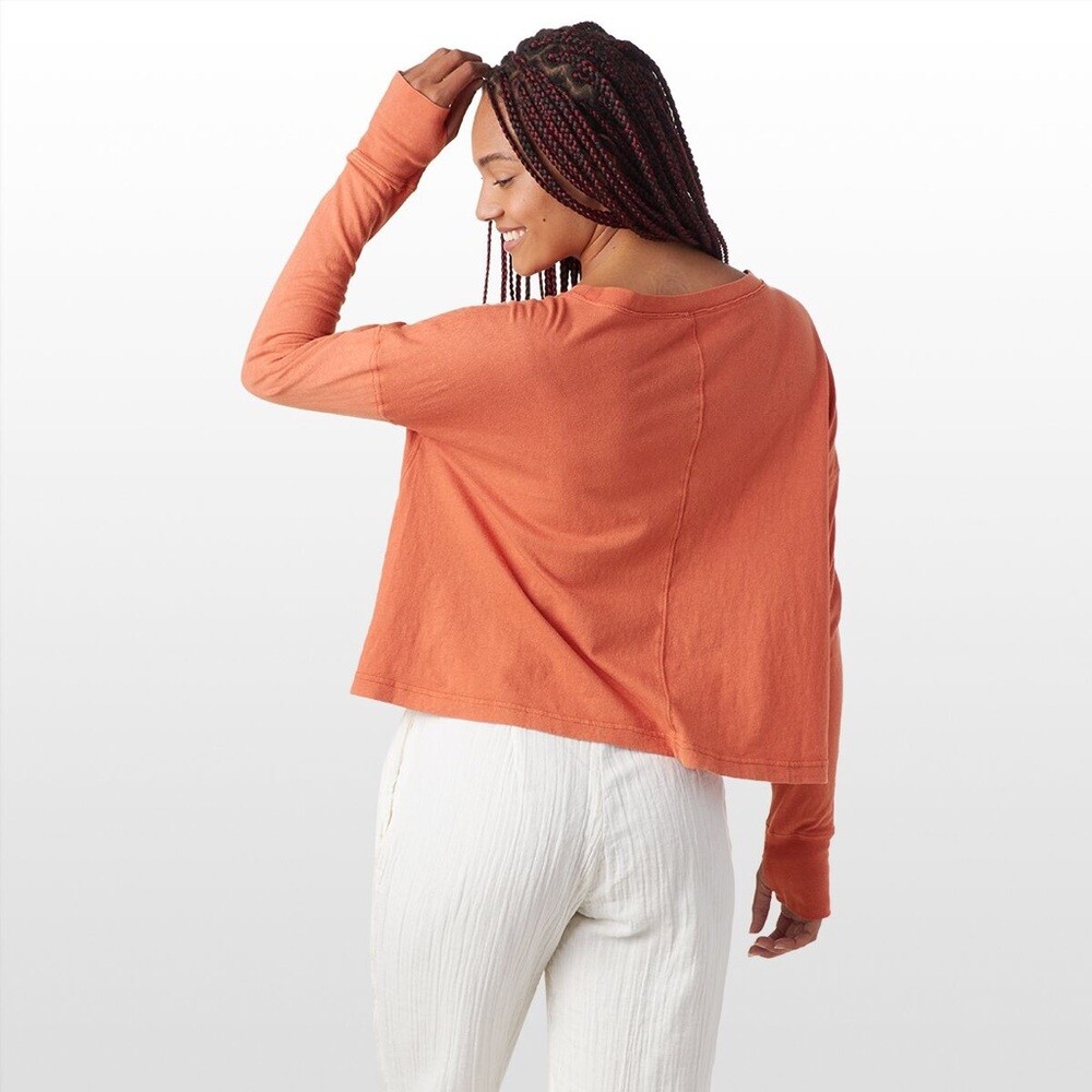 Free People NWT Long Sleeve Victory Lap Orange Top XS