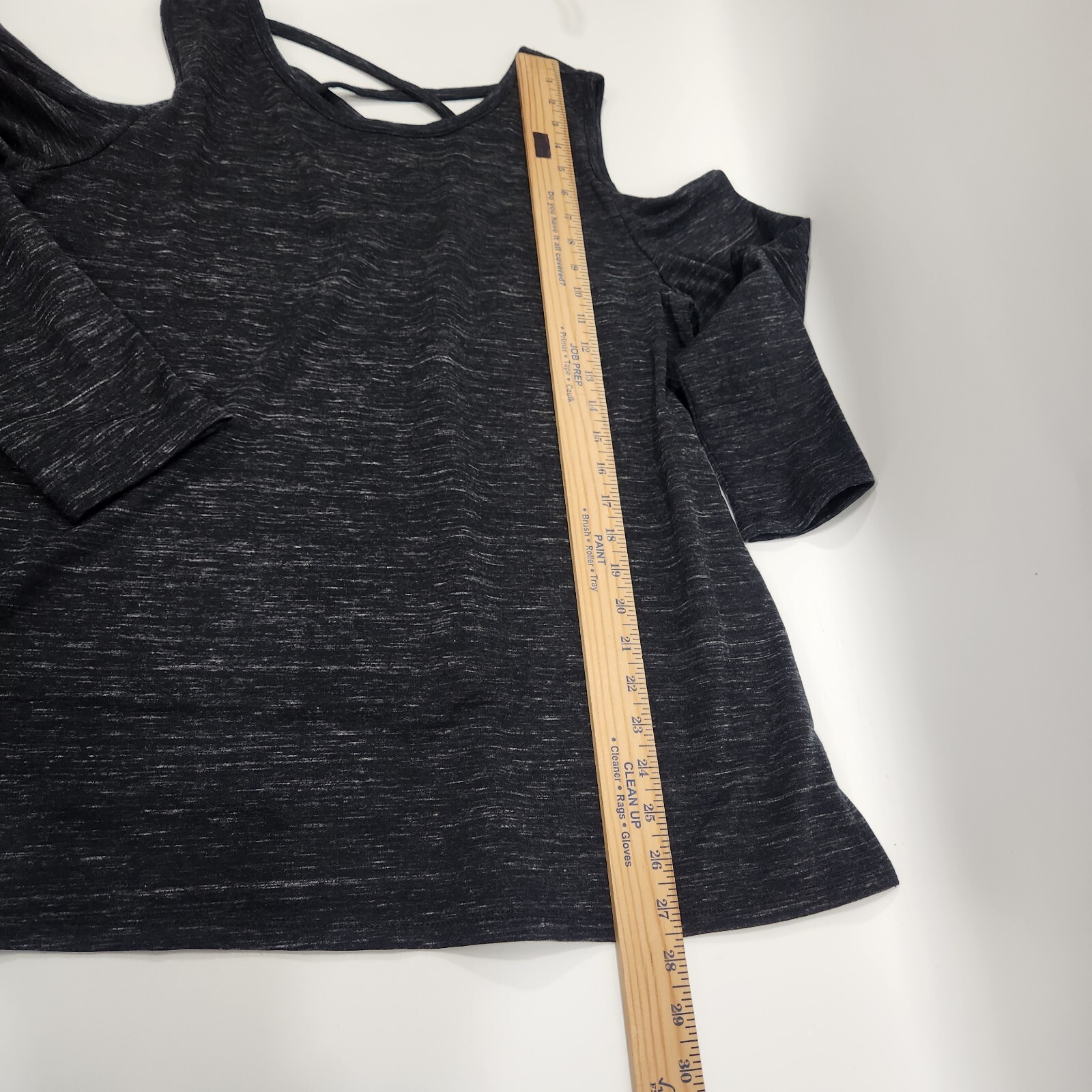 Lane Bryant Charcoal Black Heather Cold Shoulder Top Womens Size 14/16 Strappy
