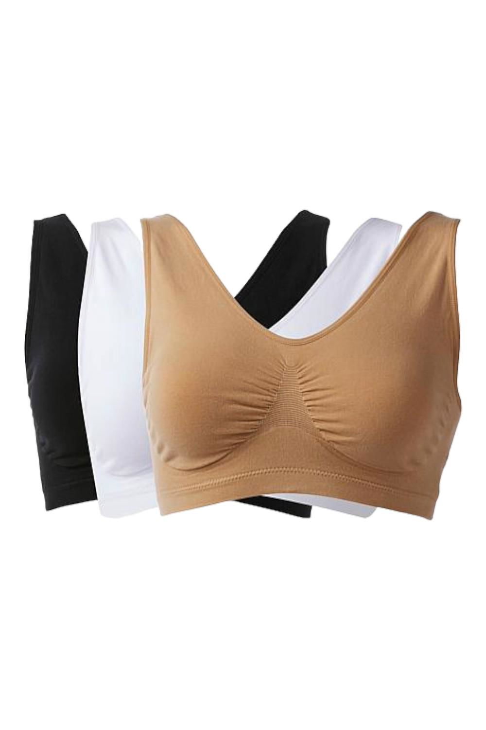 Rhonda Shear 3-pack Original Cotton Blend Ahh Bra Black/White/Beige