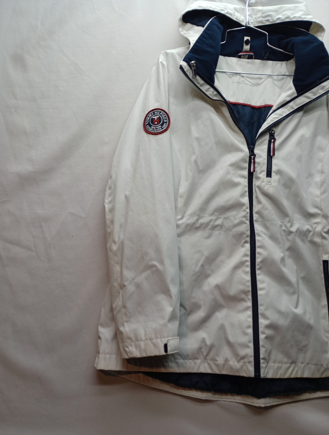 Tommy Hilfiger Jacket Womens XL White 3-in-1 All Weather Hooded Coat Windbreaker