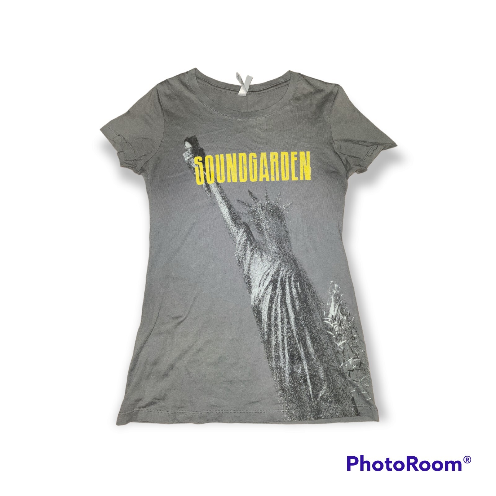 Soundgarden Shirt Women Medium Grunge Band Tee Gray Statue Of Liberty