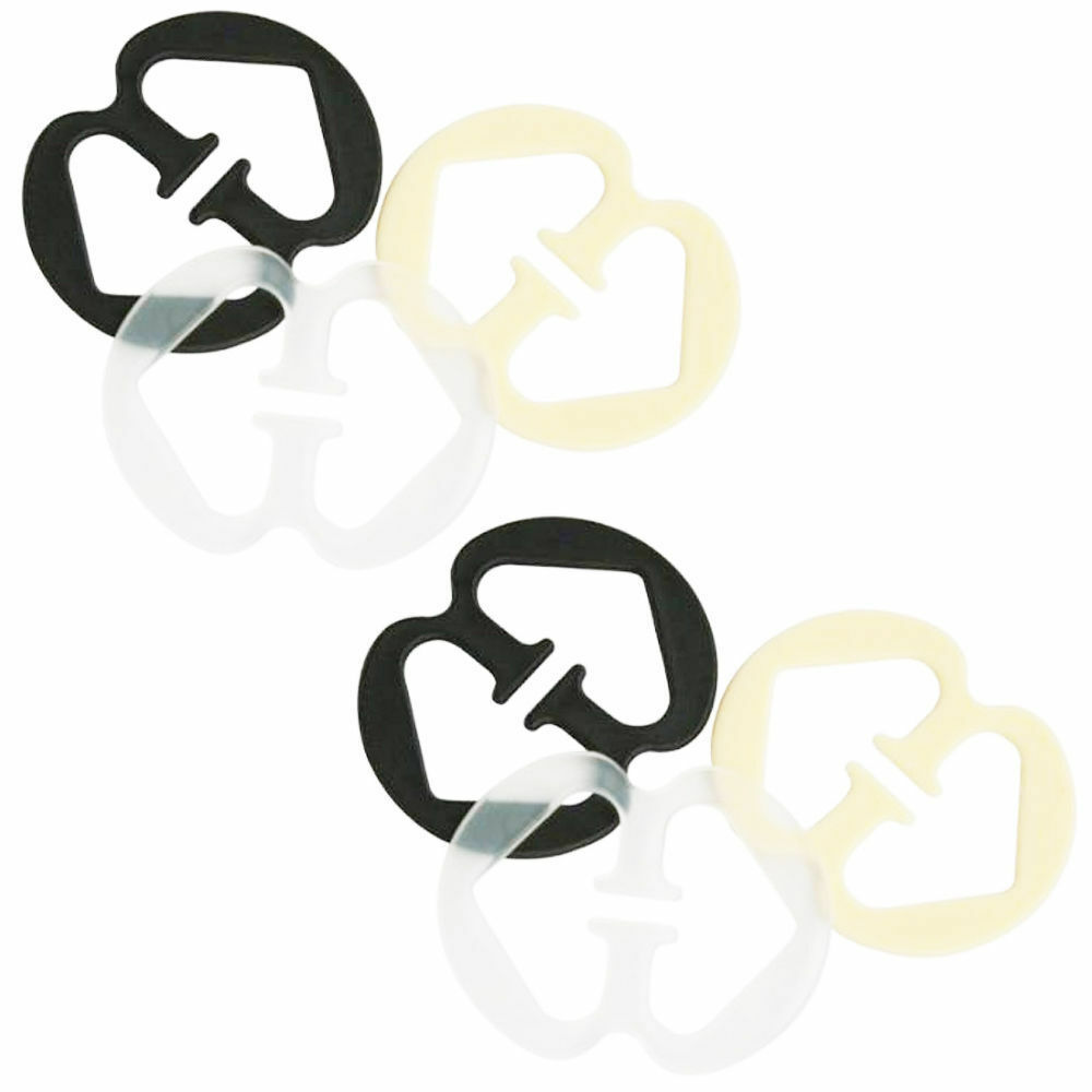 8 Double-Loop & 12 Circle Bra Clips for Straps in Nude Black Clear White