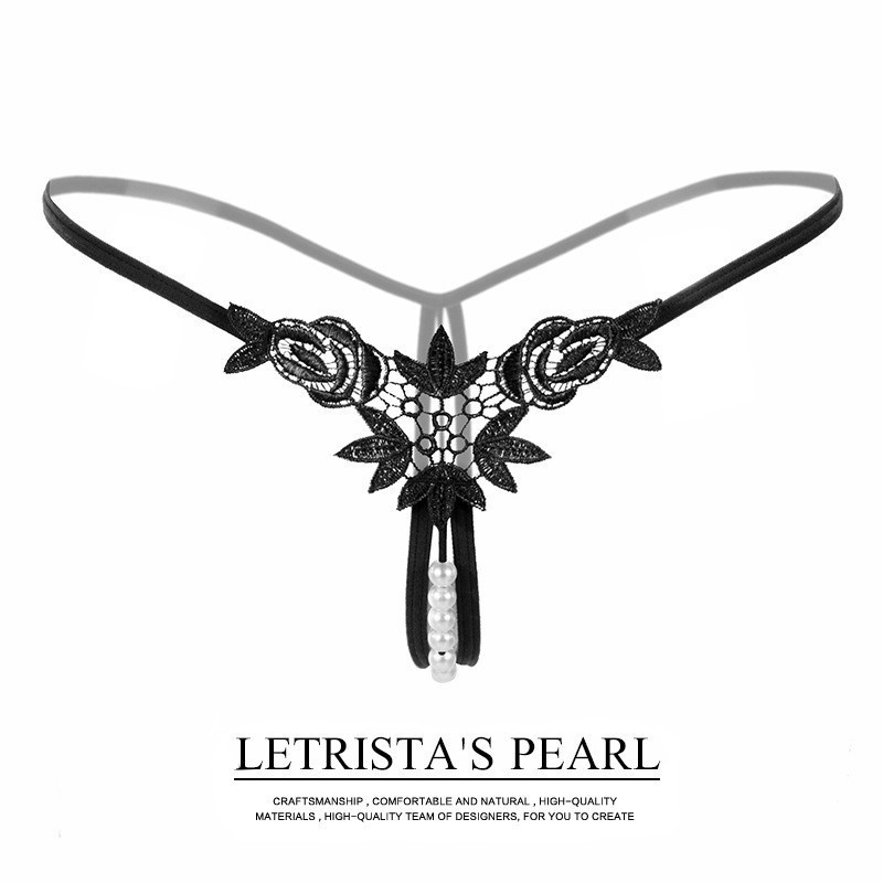 Sexy Women Pearl Lace Thong G-string Panties Lingerie Underwear Crotchles T-back