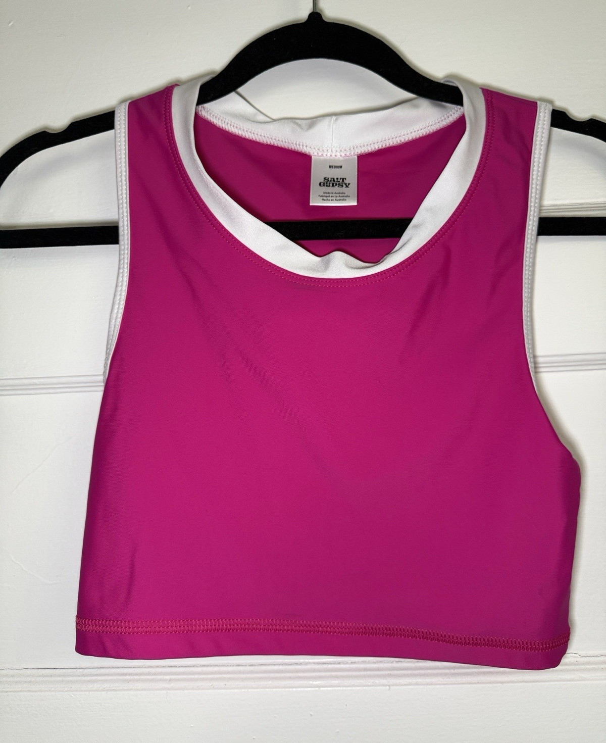 FreePeople | Salt Gypsy Cropped Tank Top Pink/White M Stretch Athletic Surf