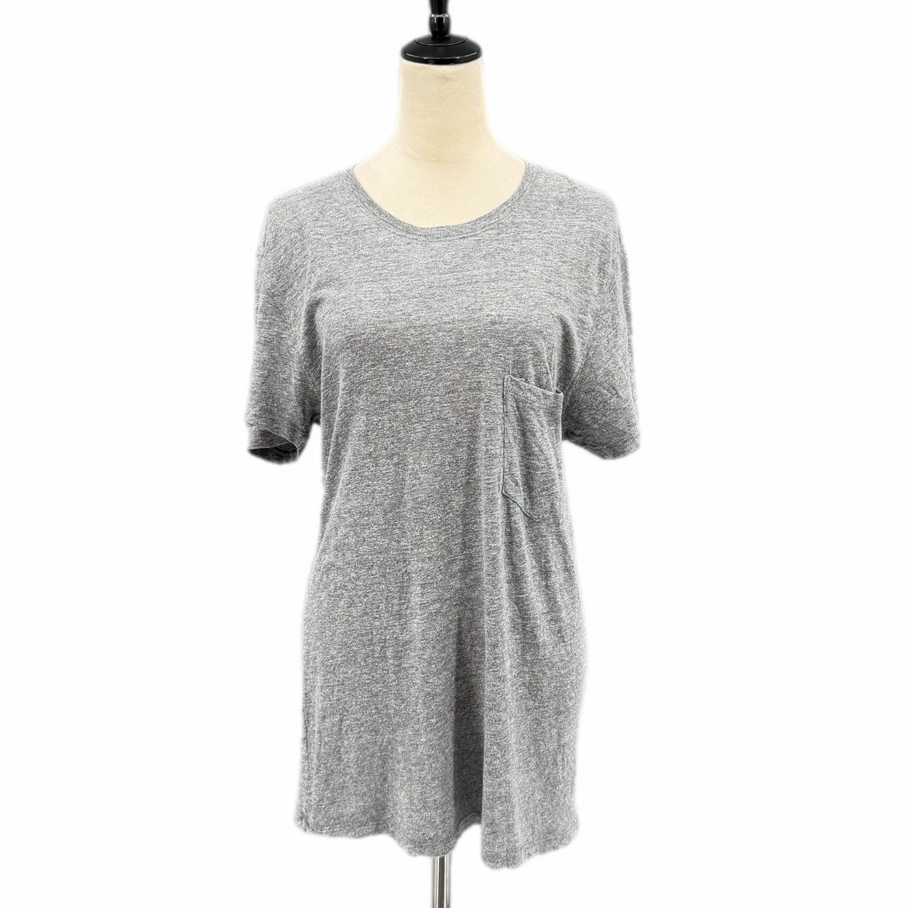 Monrow XL NEW Gray TriBlend Basic Crewneck Pocket Simple Soft Tee T-shirt Top