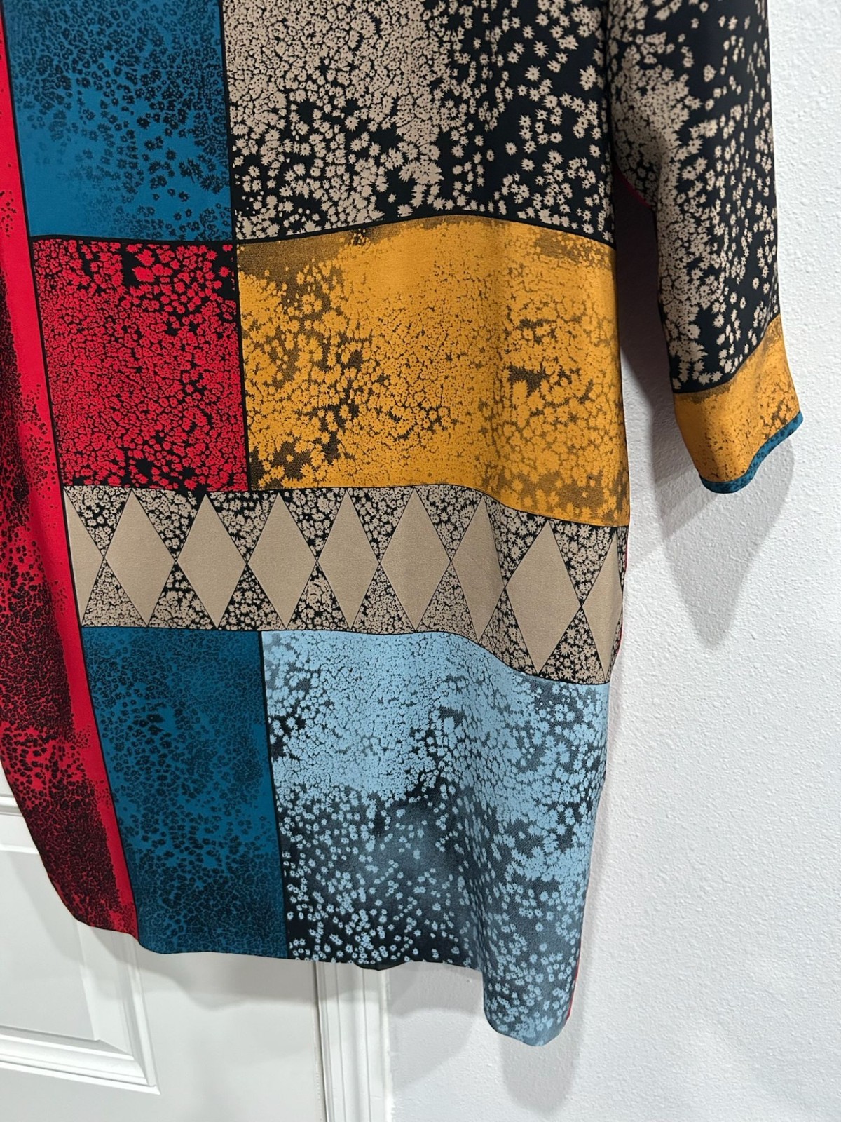 Anne Crimmins 14 Silk Colorblock Dress Back Zip Long Sleeve Old Money Vintage