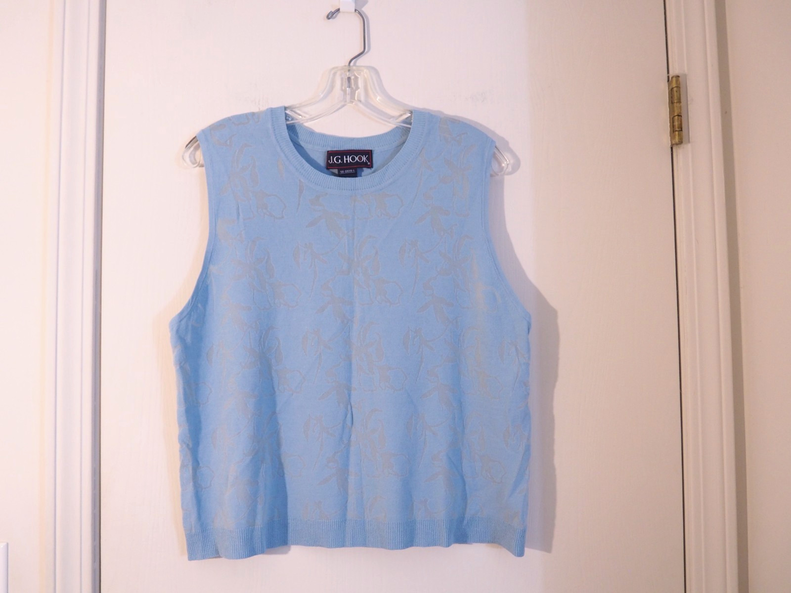 J G HOOK Blue Rayon/Nylon Burnout Round Neck Sleeveless Knit Top Size XL