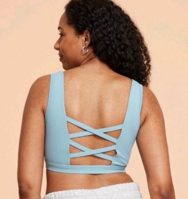 Blogilates Large Crisscross Bra Cameo Blue NWT Sports Bra Low Square Neck